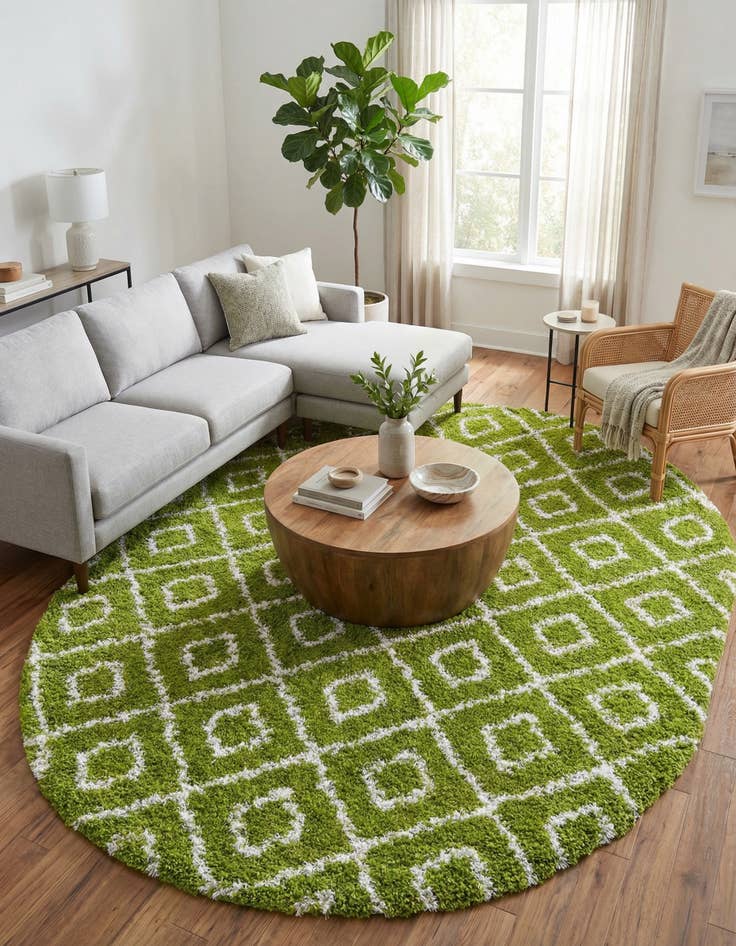 Detail image of 7' 10 x 10' Trellis Shag Oval Rug