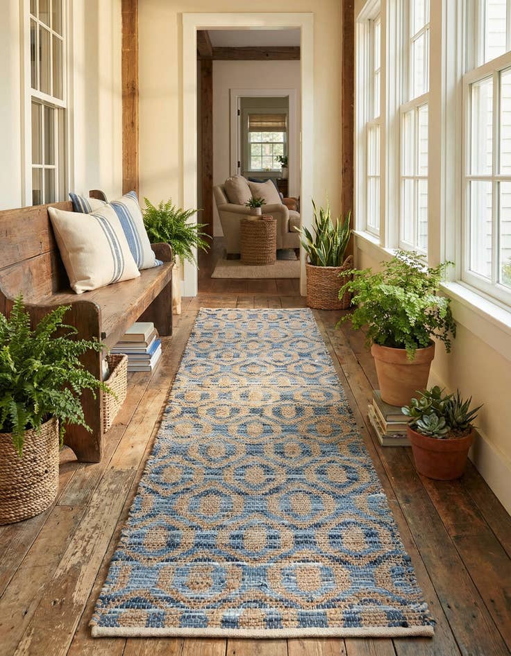 Detail image of 2' 7 x 10' Hand Woven Chindi Jute Runner Rug