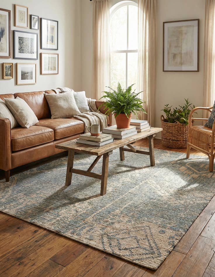 Detail image of 7' 10 x 7' 10  Hand Woven Chenille Jute Square Rug