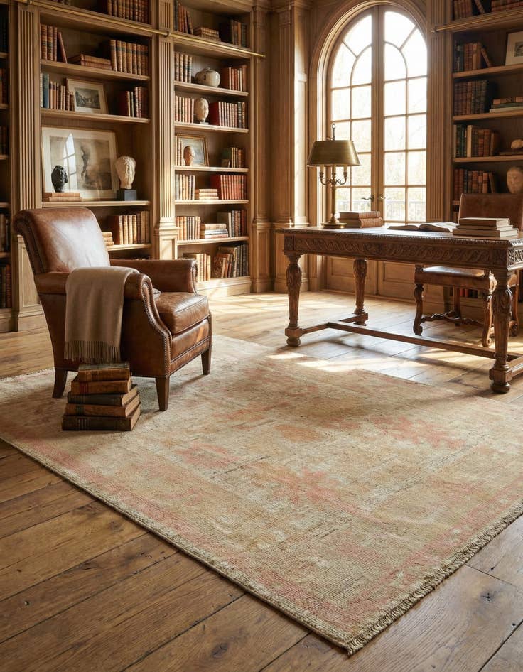 Detail image of 5' 4 x 6' 10 Hand Knotted Oushak Wool Rug