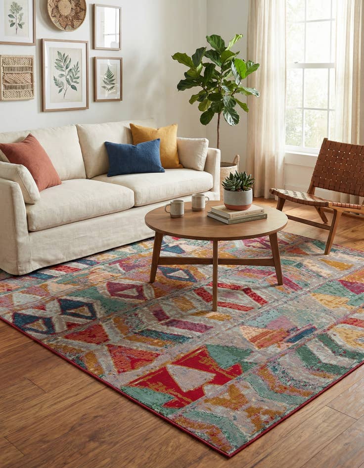 Detail image of 6' x 6' Washable Modern Indoor / Outdoor Square Rug