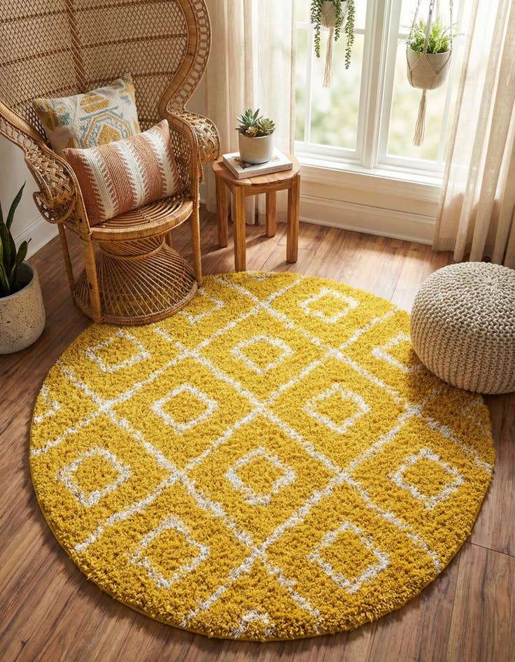 Detail image of 5' 3 x 5' 3 Trellis Shag Round Rug