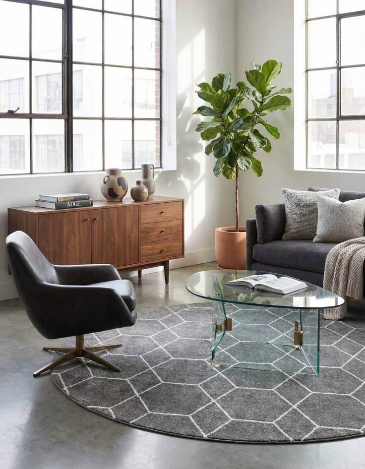 Detail image of  10' x 10' Lattice Frieze Round Rug