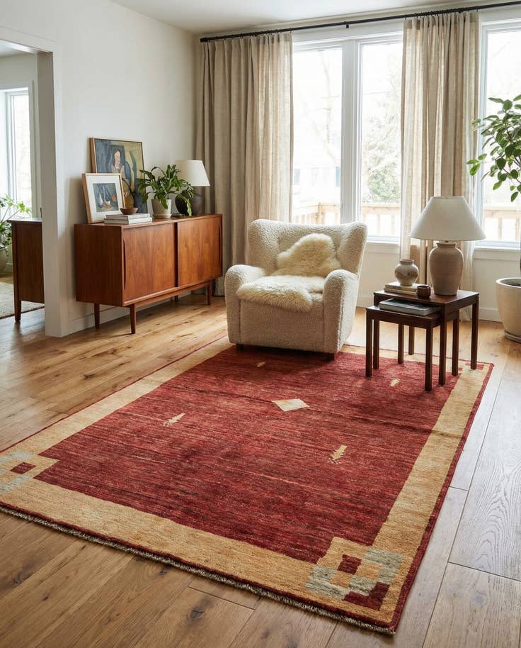 Detail image of 3' 10 x 5' 10 Hand Knotted Modern Ziegler Rug