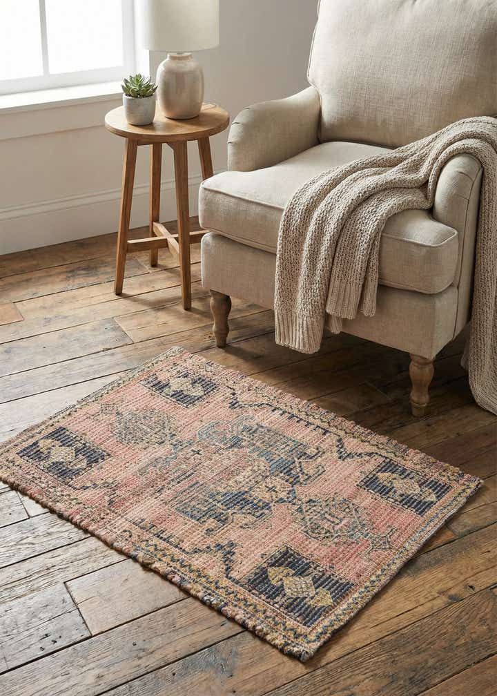 2' x 3' 1 Hand Woven Chenille Jute Rug