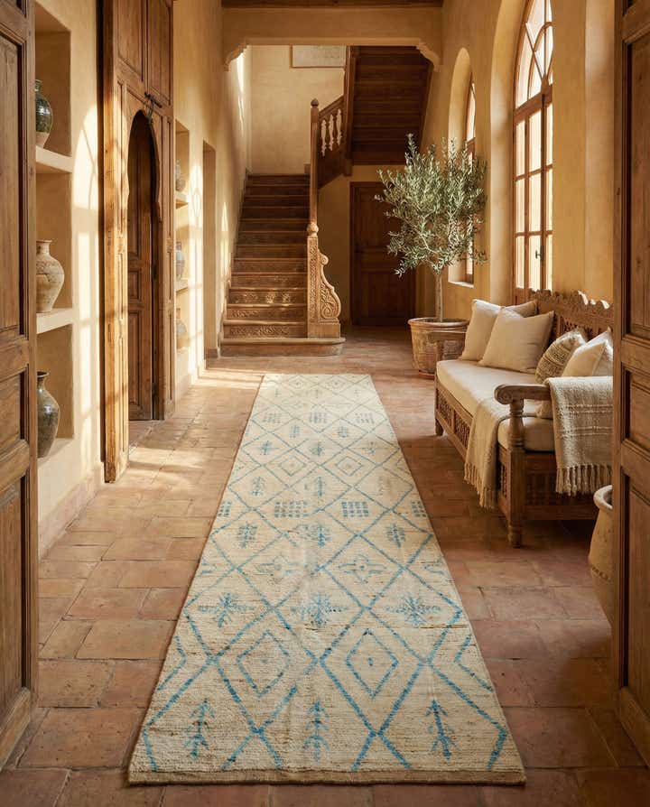 4' 1 x 19' 6 Hand Knotted Moroccan Wool Runner Rug