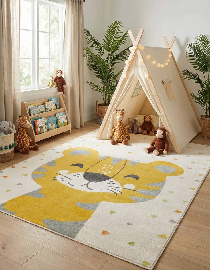 Detail image of 7' 10 x 10' Tiger Whimsy Kids Rug