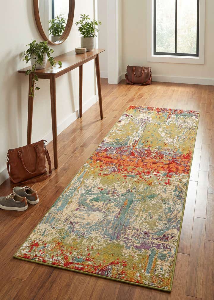 2' 7 x 7' Easy-Clean Modern Indoor / Outdoor Runner Rug