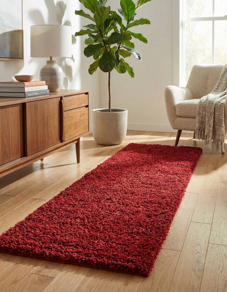 Detail image of 2' x 8' Solid Shag Runner Rug