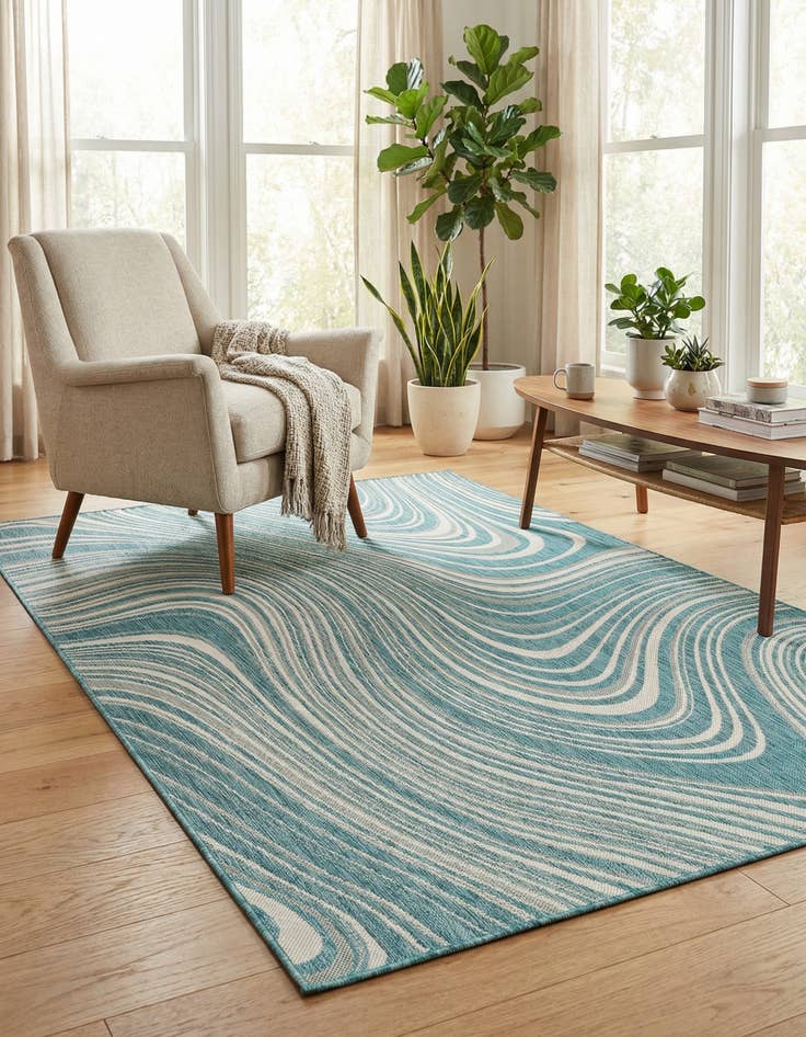 Detail image of 5' 3 x 8' Easy-Clean Modern Indoor / Outdoor Rug