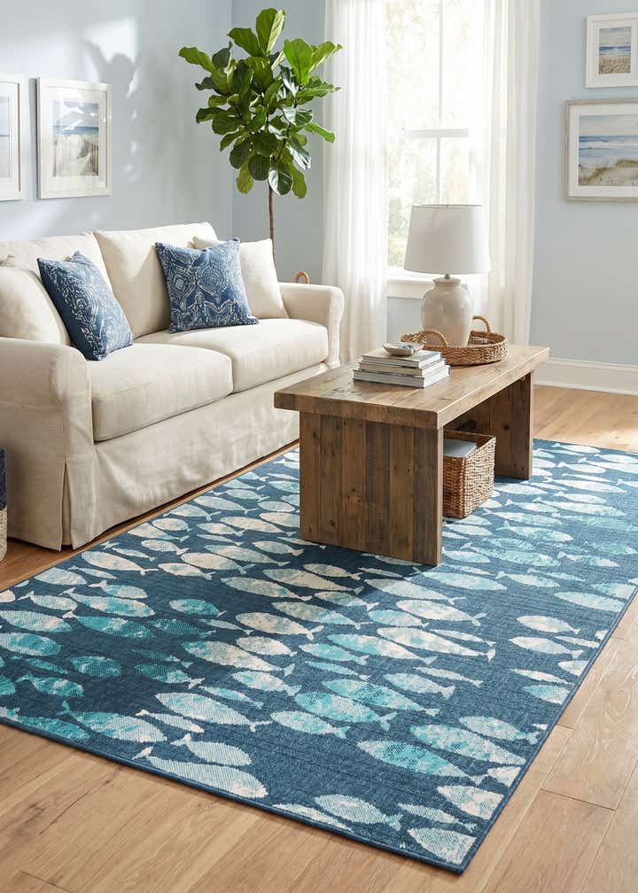 5' 3 x 8' Easy-Clean Coastal Indoor / Outdoor Rug