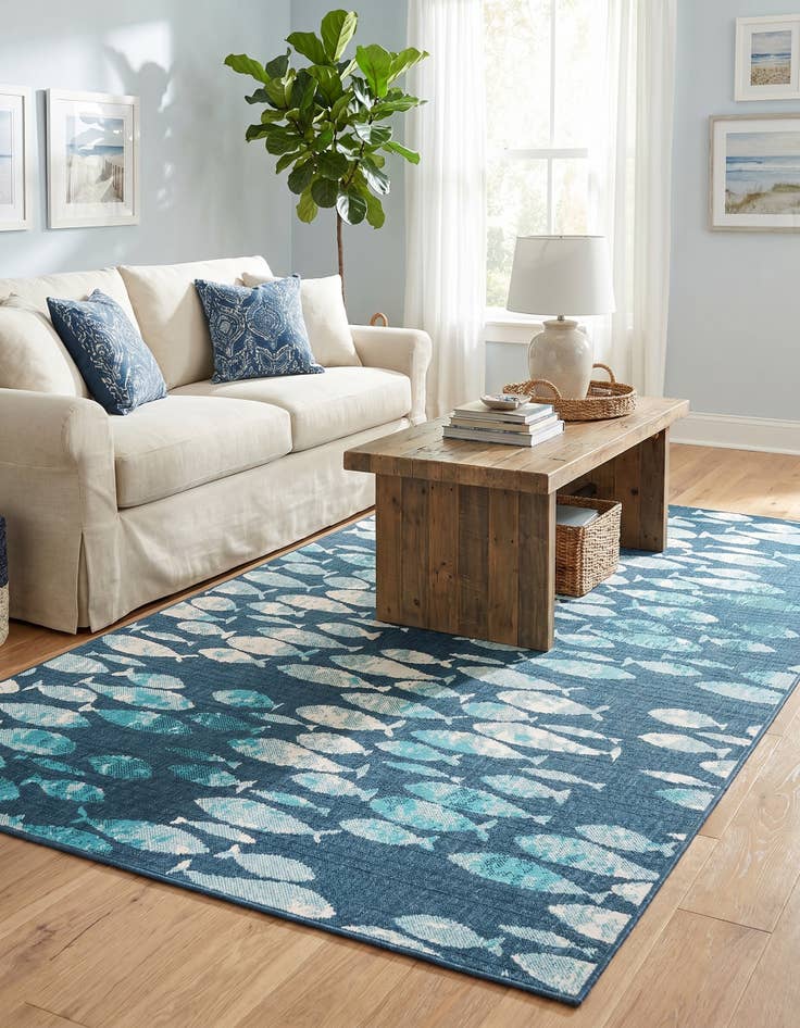 Detail image of 5' 3 x 8' Easy-Clean Coastal Indoor / Outdoor Rug