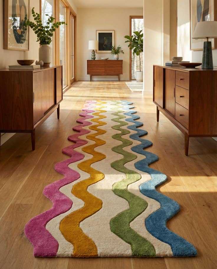 Detail image of 2' 7 x 10' Happy Rugs Wavy Wool Runner