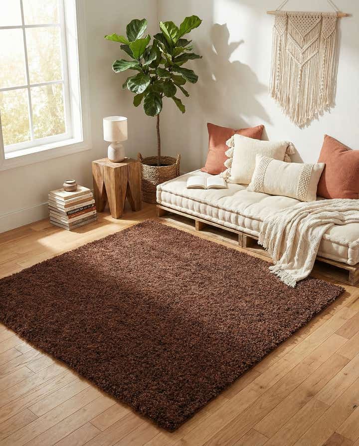 5' x 5' Solid Shag Square Rug