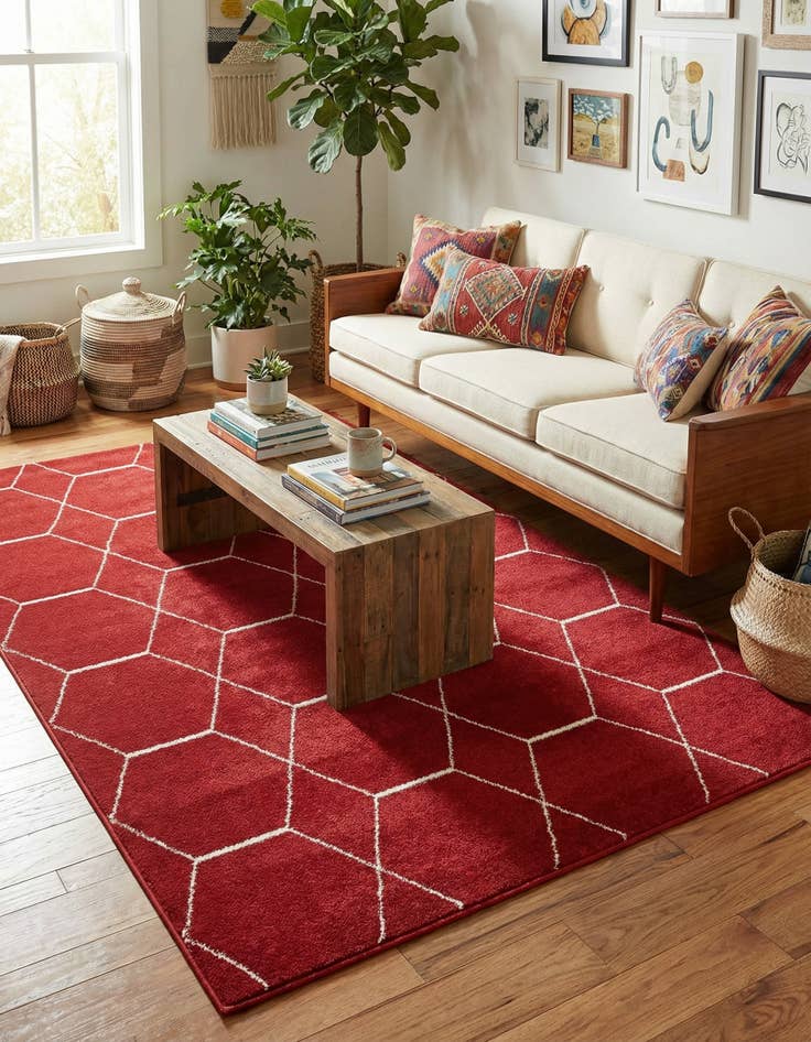 Detail image of 5' 3 x 8' Trellis Frieze Rug