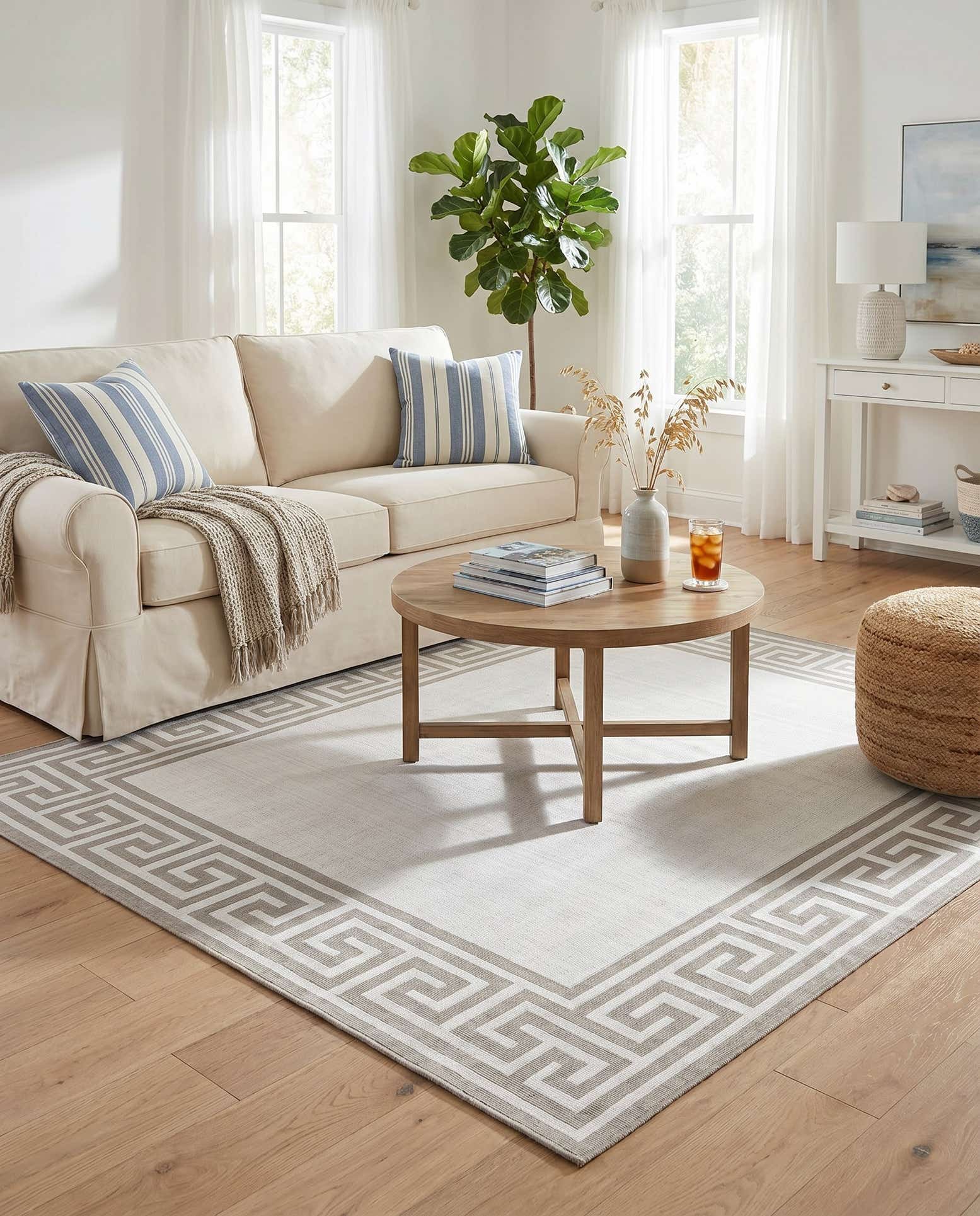 7' 10 x 7' 10 Easy-Clean Coastal Indoor / Outdoor Square Rug