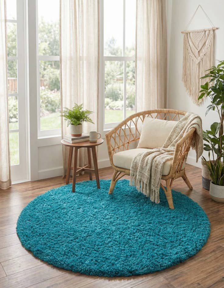 Detail image of 5' 3 x 5' 3 Solid Shag Round Rug