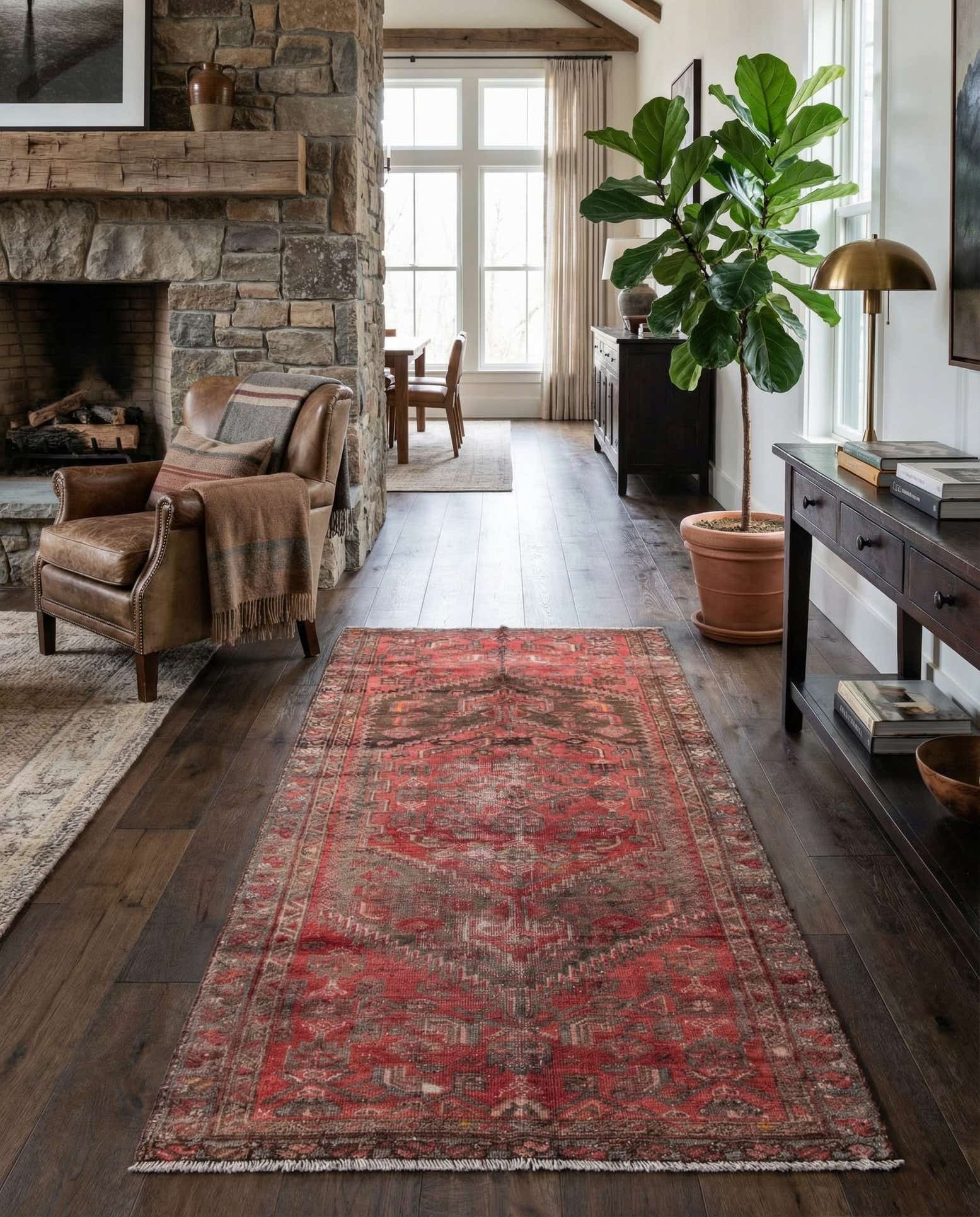 100cm x 195cm Hand Knotted Ultra Vintage Persian Wool Runner Rug