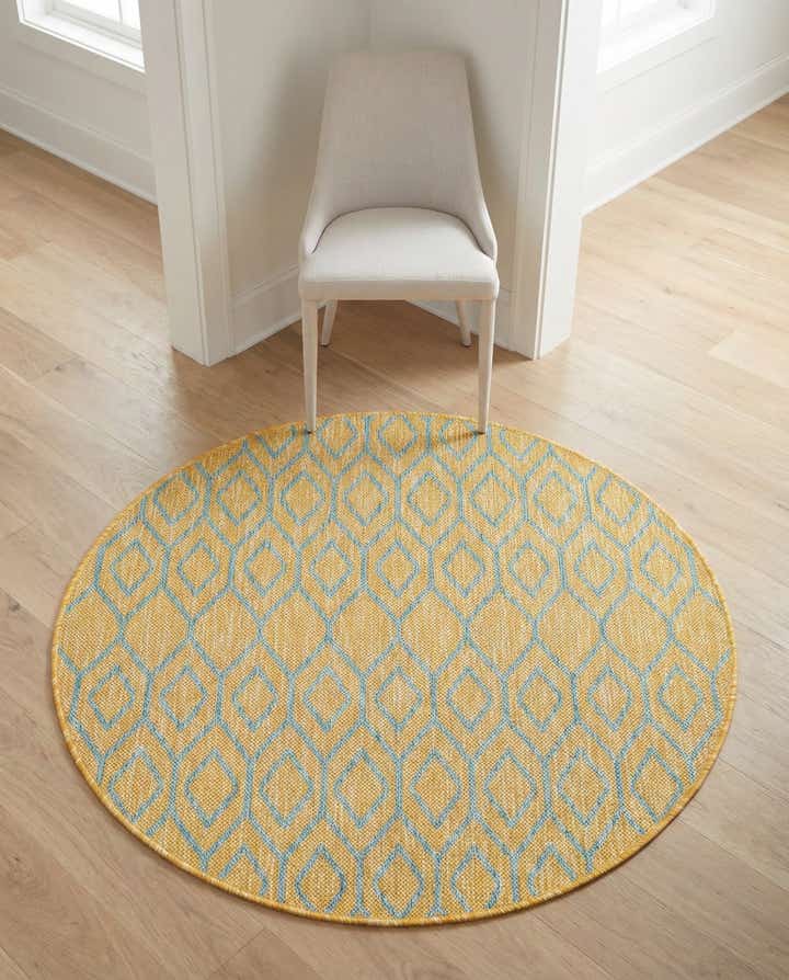 3' x 3' Easy-Clean Jill Zarin Turks and Caicos Indoor / Outdoor Round Rug