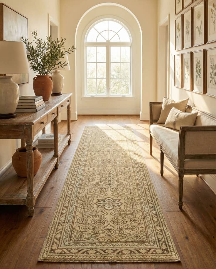 Detail image of 2' 10 x 9' 8 Hand Knotted Oushak Wool Runner Rug