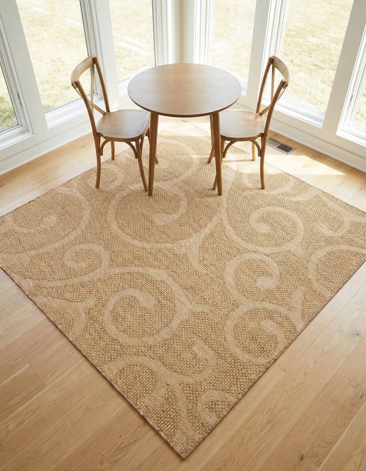 Detail image of 6' x 6' Washable Botanical Indoor / Outdoor Square Rug