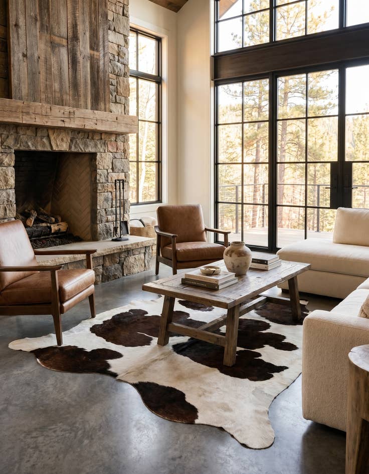 Detail image of 4' 8 x 5' 7 Cowhide Leather Rug