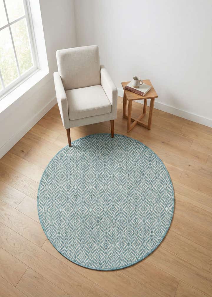 4' x 4' Easy-Clean Trellis Indoor / Outdoor Round Rug