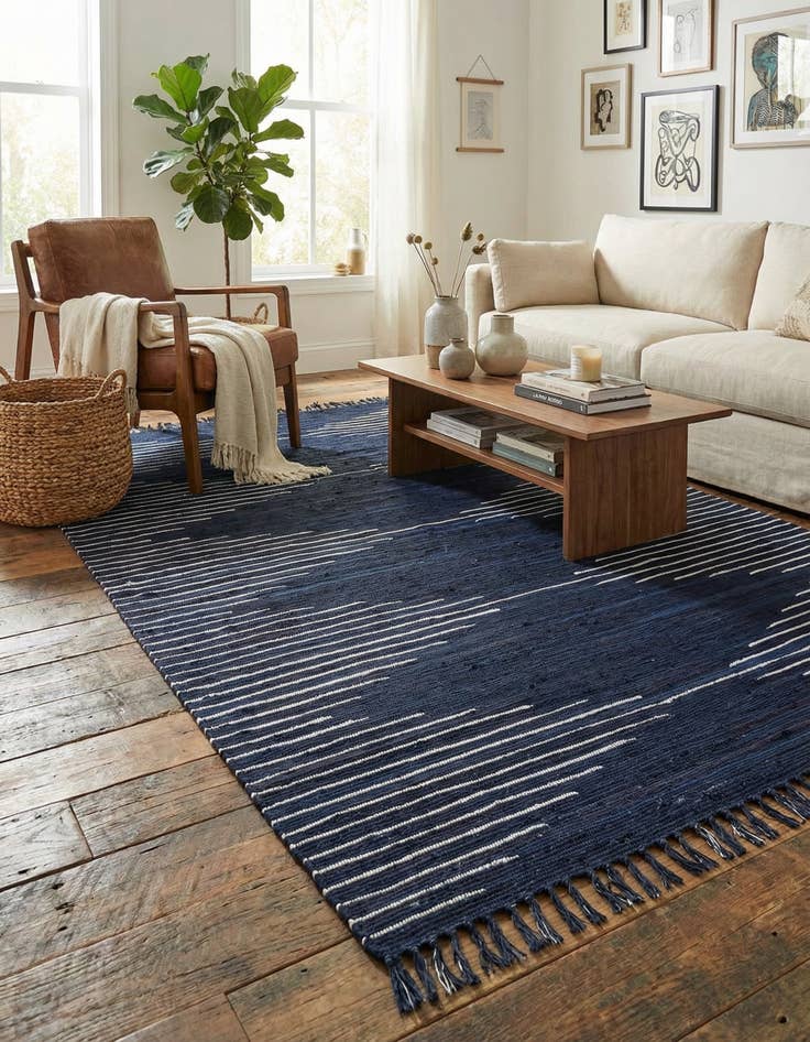 Detail image of 7' 1 x 10' Hand Woven Chindi Cotton Rug