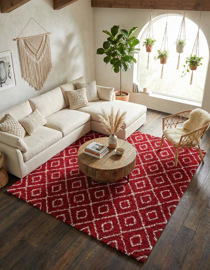 Detail image of 10' x 10' Lattice Shag Square Rug