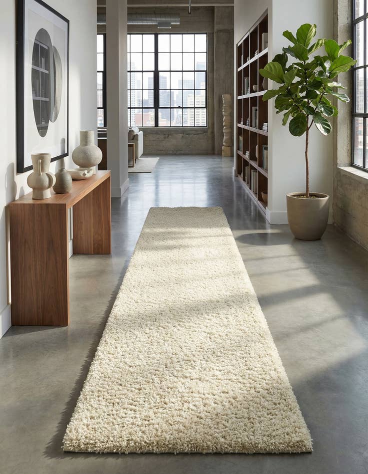 Detail image of 2' 7 x 16' 5 Solid Shag Runner Rug