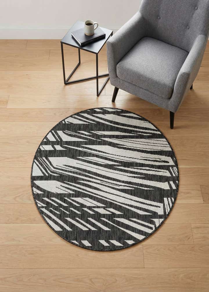 4' x 4' Easy-Clean Modern Indoor / Outdoor Round Rug