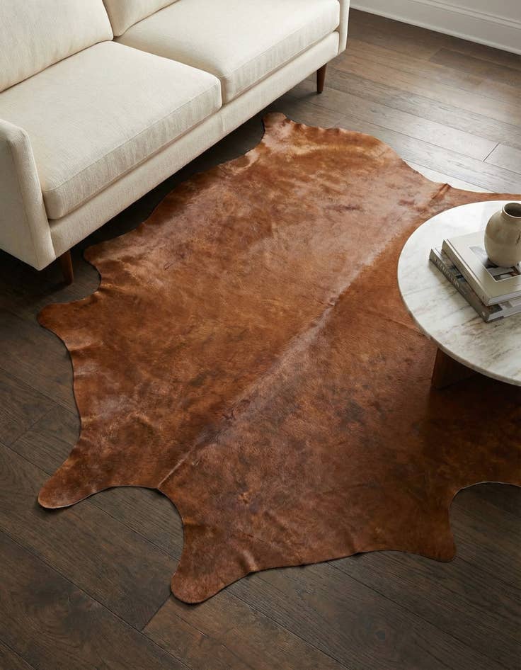 Detail image of 6' 2 x 6' 8 Cowhide Leather Square Rug