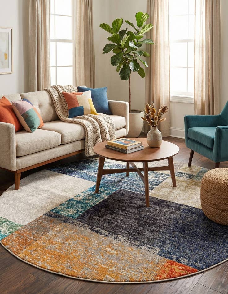 Detail image of 7' x 7' Washable Vivid Round Rug