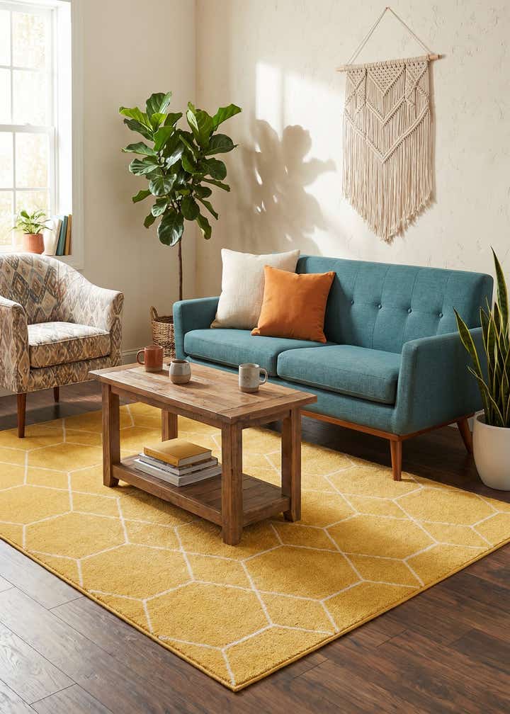 5' 3 x 8' Lattice Frieze Rug