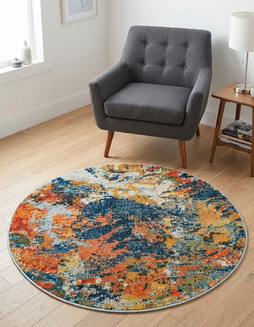 3' 3 x 3' 3 Washable Vivid Round Rug