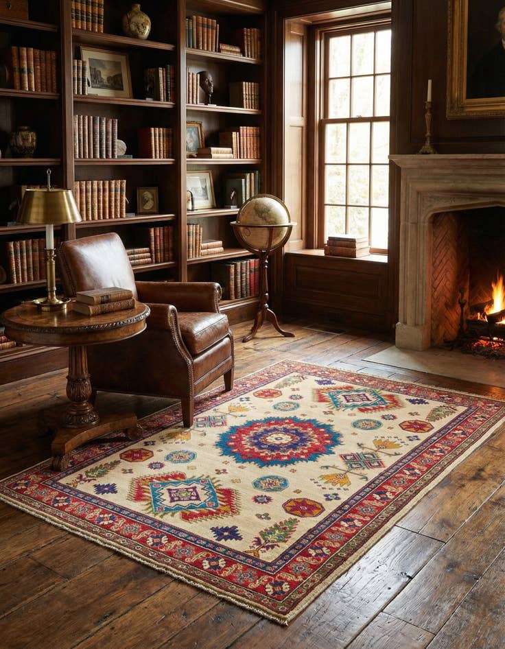 Detail image of 4' x 6' Hand Knotted Kazak Rug