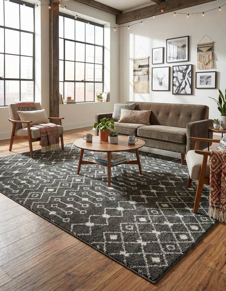 Detail image of  5' 3 x 8' Moroccan Trellis Rug