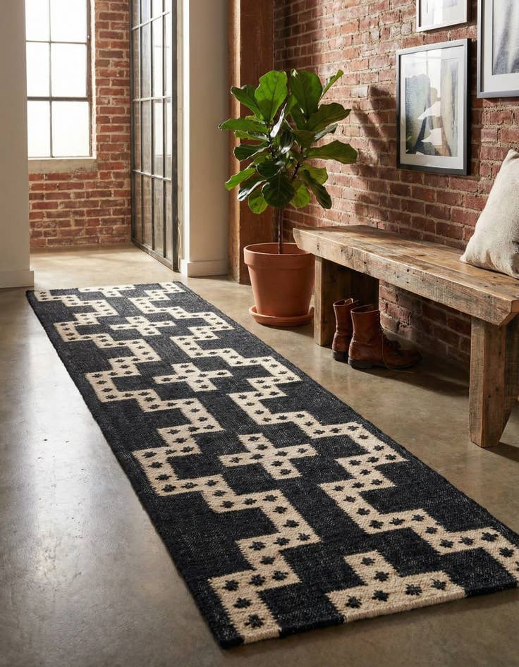 Detail image of 2' x 8' Hand Woven Kilim Wool Runner Rug