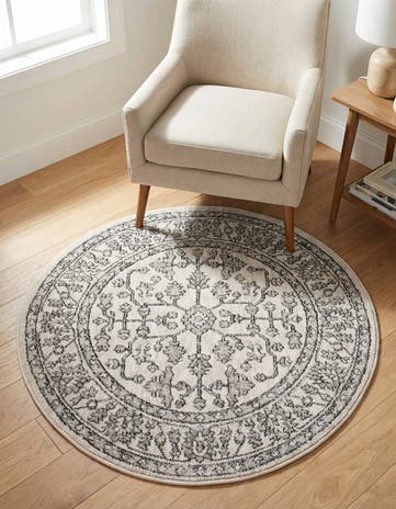 Ivory Eco Traditional Round Rug