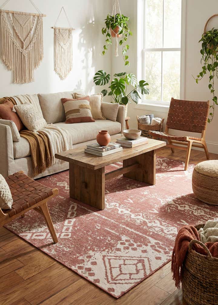 7' x 7' Easy-Clean Bohemian Indoor / Outdoor Square Rug