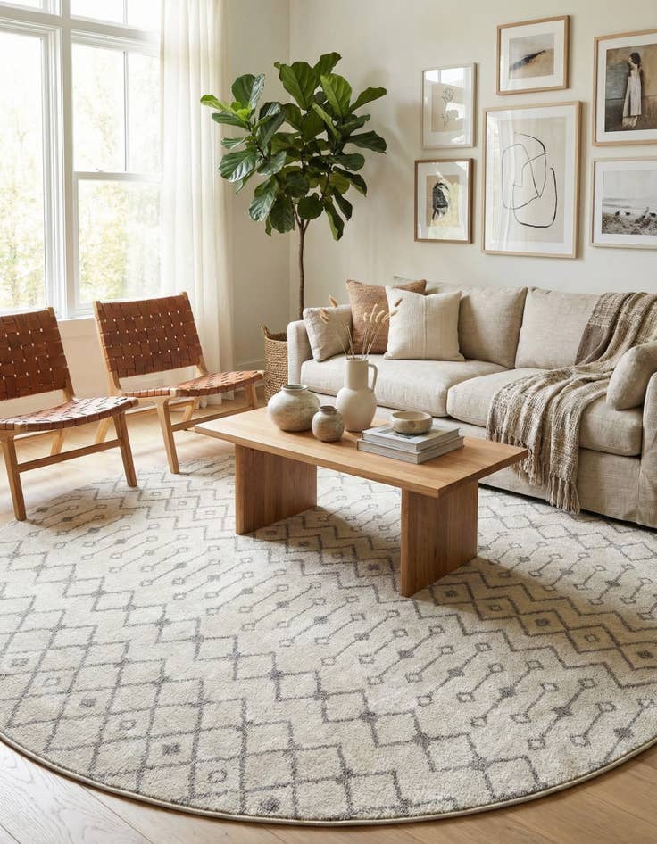 Detail image of 10' x 10' Moroccan Trellis Round Rug