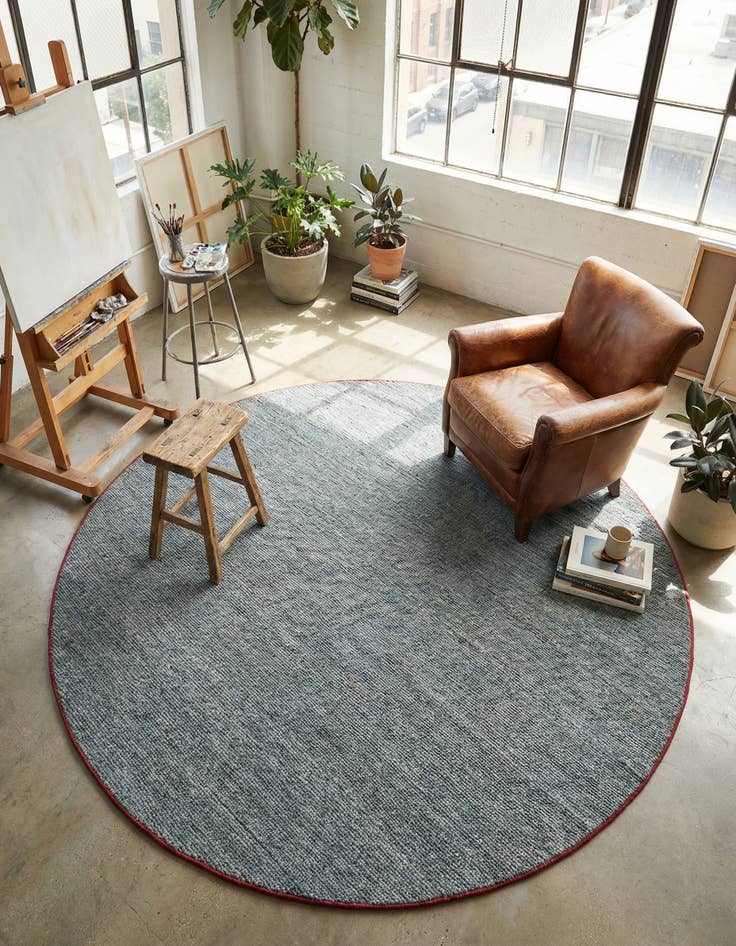 Detail image of 6' 7 x 6' 7 Hand Knotted Solid Gabbeh Wool Round Rug