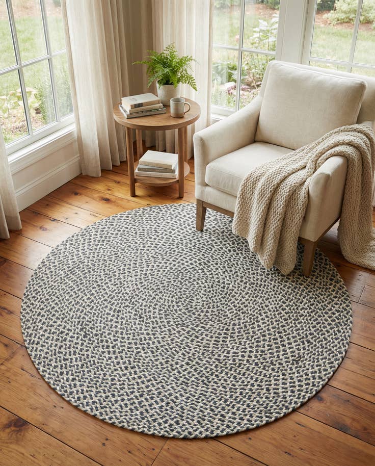 Detail image of 4' 1 x 4' 1 Handmade Tweed Braided Jute Round Rug