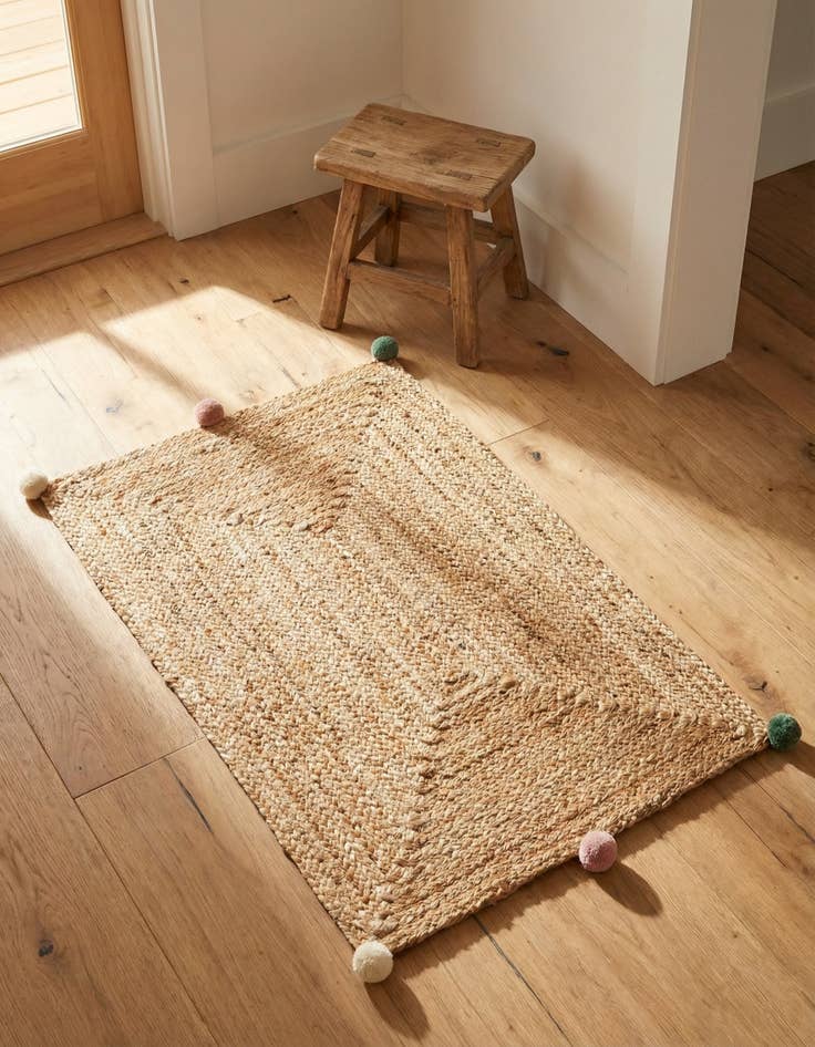Detail image of 2' x 3' 1  Hand Braided Kids Braided Jute Rug