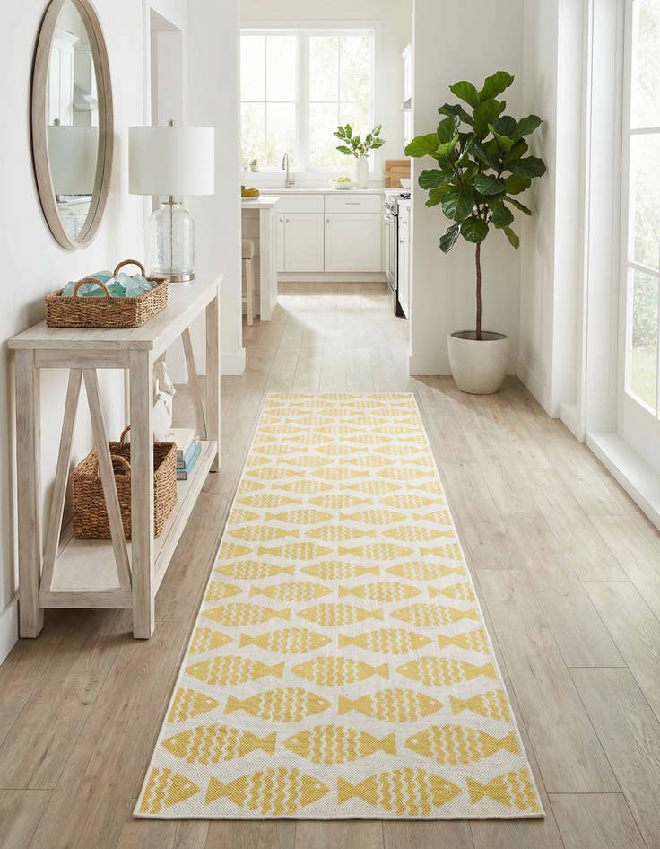 Detail image of  2' 7 x 12'  Washable Coastal Indoor / Outdoor Runner Rug