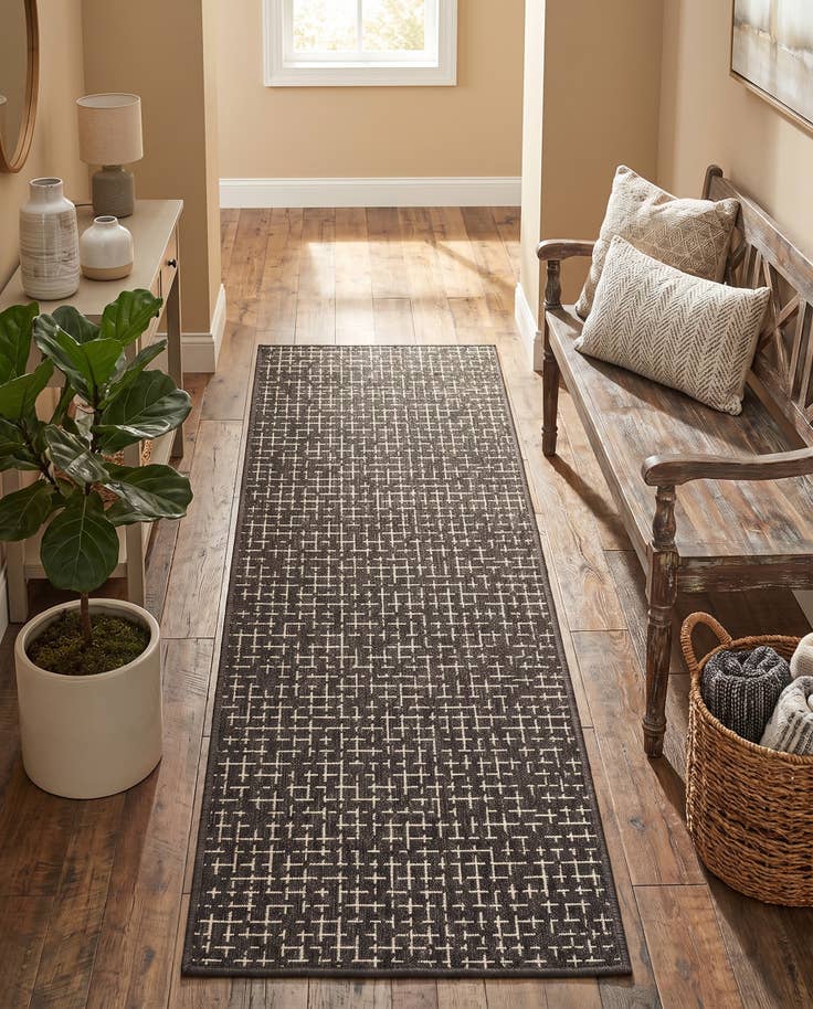 Detail image of 2' x 6' Easy-Clean Checkered Indoor / Outdoor Runner Rug