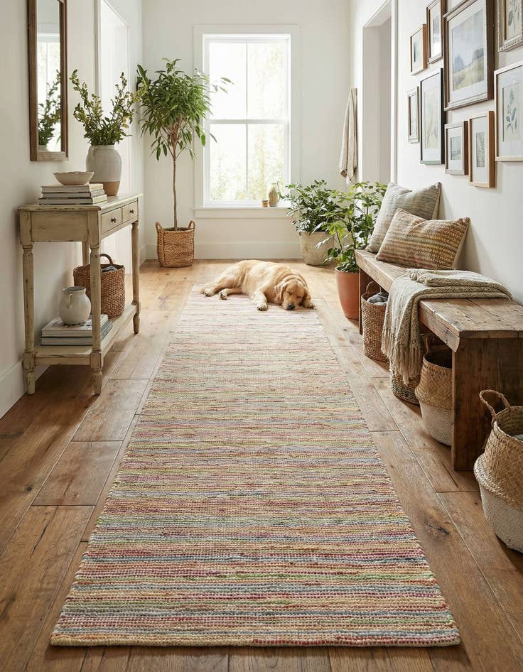 Detail image of 2' 7 x 13' 1 Hand Woven Happy Rugs Rainbow Weave Runner