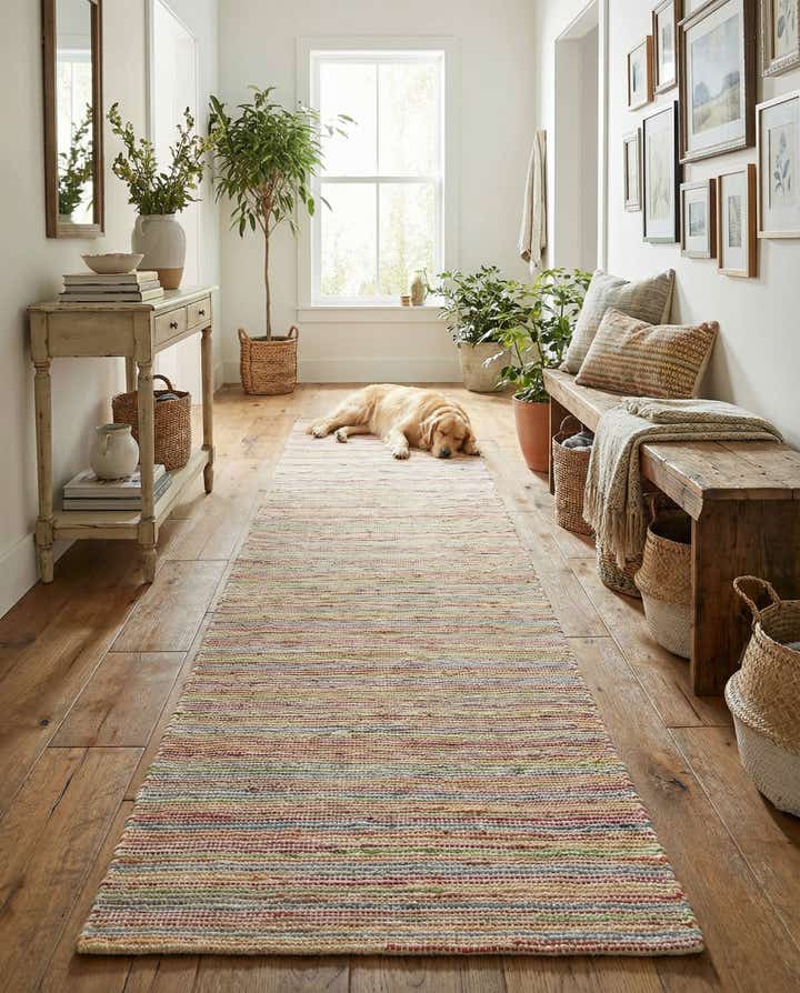 2' 7 x 13' 1 Hand Woven Happy Rugs Rainbow Weave Runner