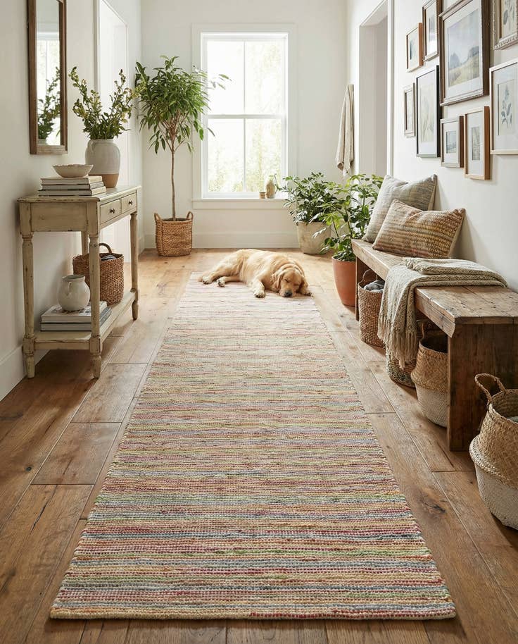 Detail image of 2' 7 x 13' 1 Hand Woven Happy Rugs Rainbow Weave Runner