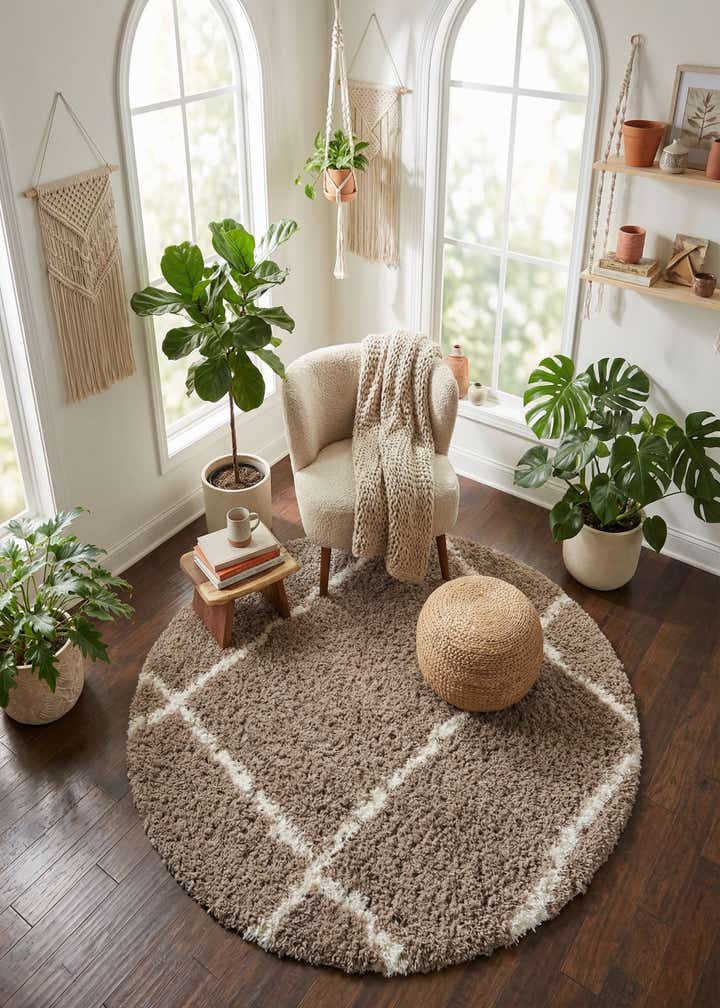 5' x 5' Infinity Shag Round Rug